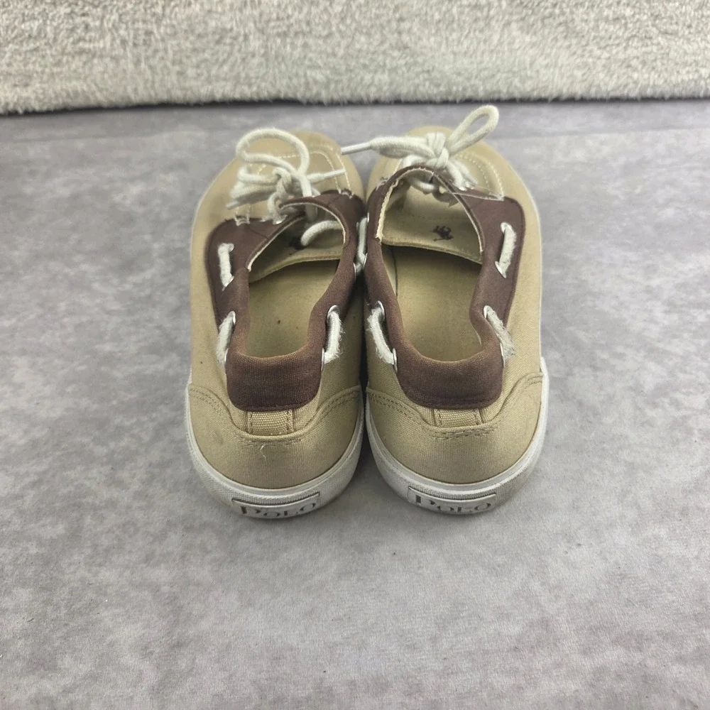 Polo Ralph Lauren Mens Canvas Boat Shoes Tan Brown Loafers S1517